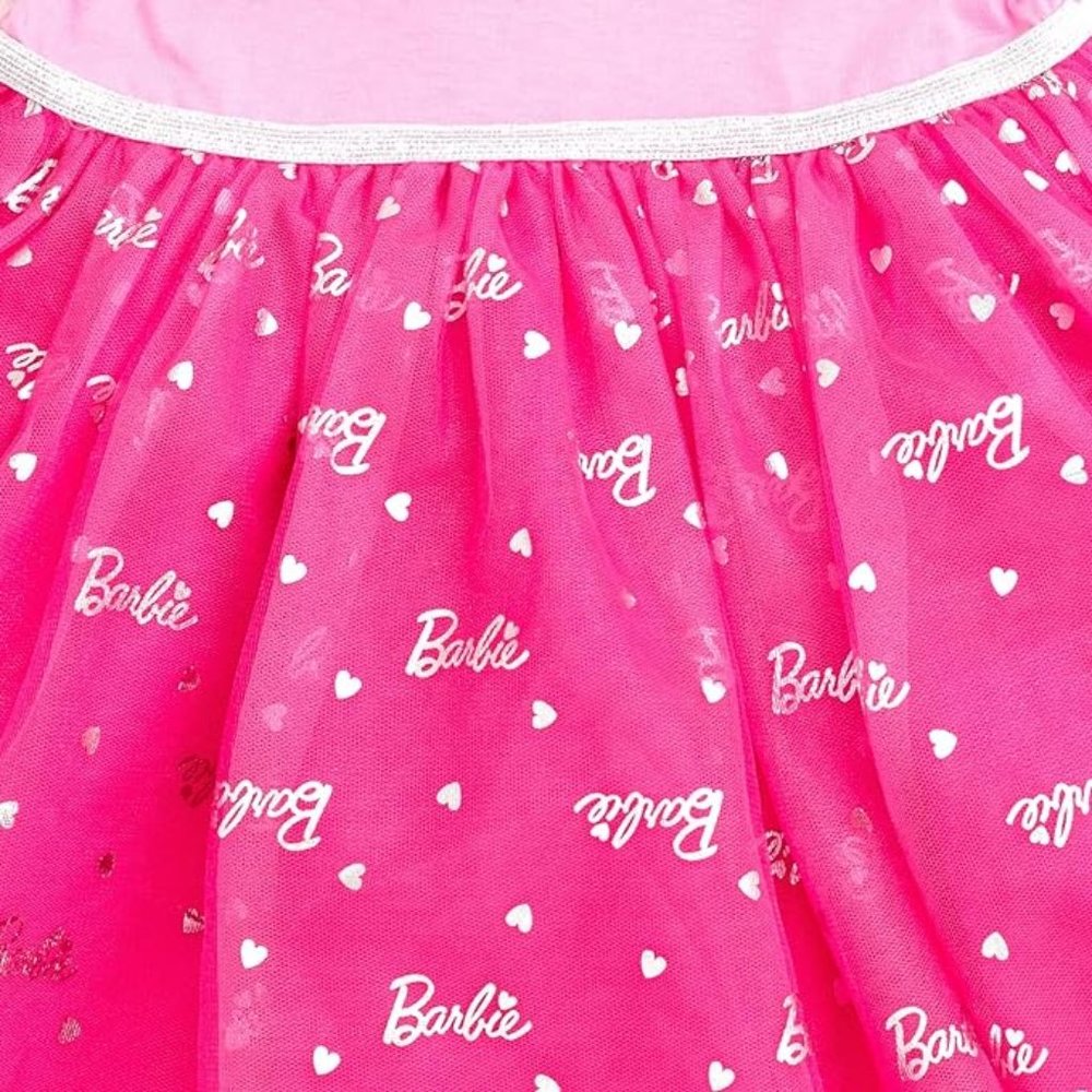 NWT Adorable Soft Pink Barbie Logo Tutu Dress Girls Costume +Gift - Picture 3 of 5